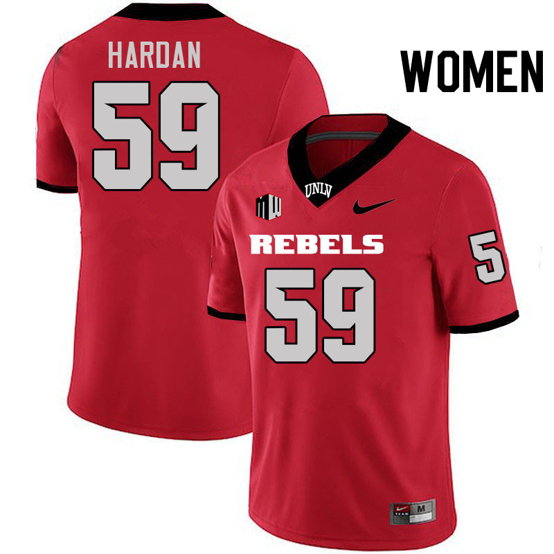 Women #59 Walker Hardan UNLV Rebels College Football Jerseys Stitched-Scarlet